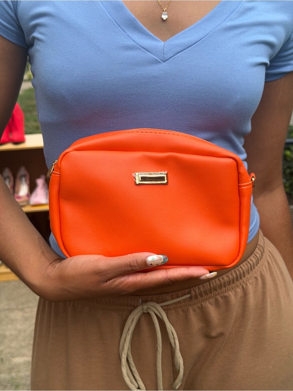 Orange Women's Cosmetic Pouch - Sleek Travel Makeup Bag